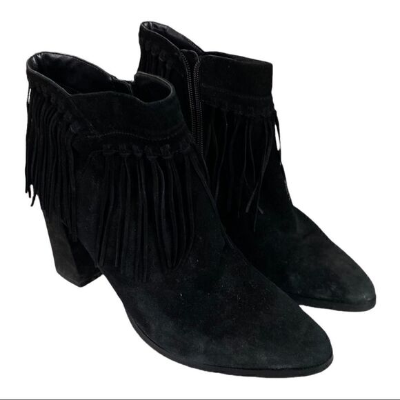 NINE WEST black fringe ankle boots - Picture 2 of 9